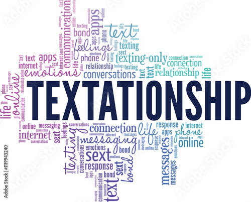 Textationship word cloud conceptual design isolated on white background. photo