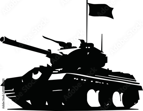 Tank isolated on white background. Vector Military machine. Tank logotype. Black and white tank icon.