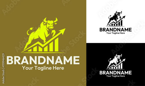 Bull Market Chart Logo Design for Trading and Financial Growth