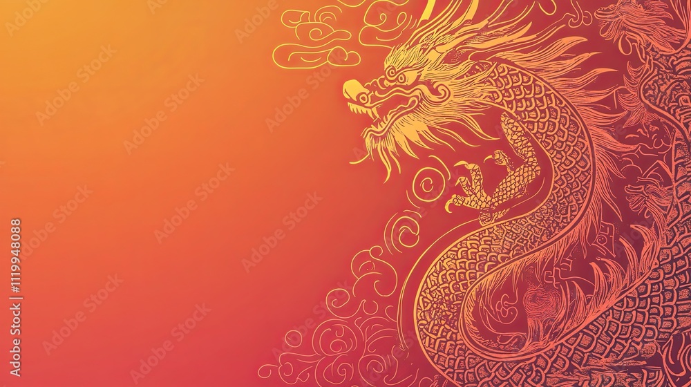 A festive gradient background from crimson to orange, with picture A festive gradient background from crimson to orange, with picture