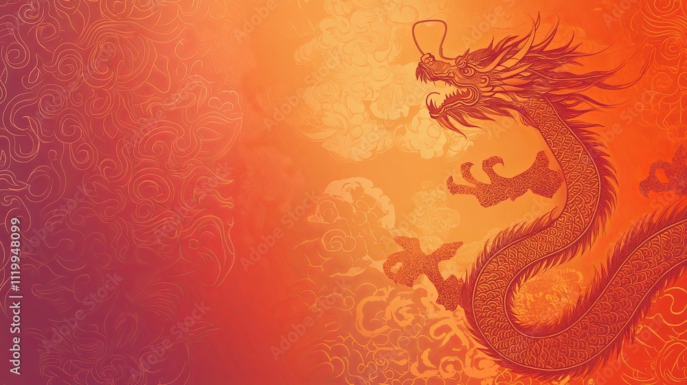 A festive gradient background from crimson to orange, with picture A festive gradient background from crimson to orange, with picture