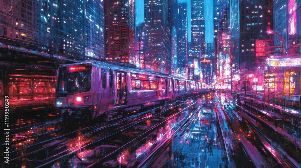 Neon City Night Train: A Cyberpunk Metropolis Neon City Night Train: A Cyberpunk Metropolis