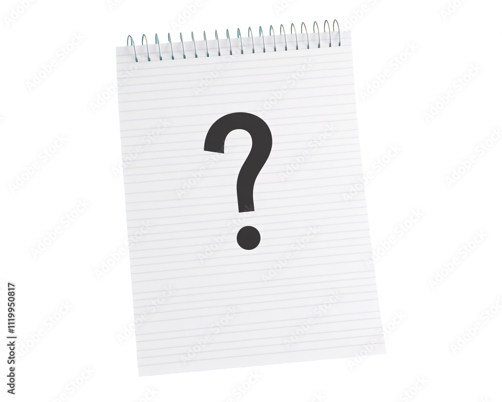 a spiral bound notebook with a question mark on it a spiral bound notebook with a question mark on it