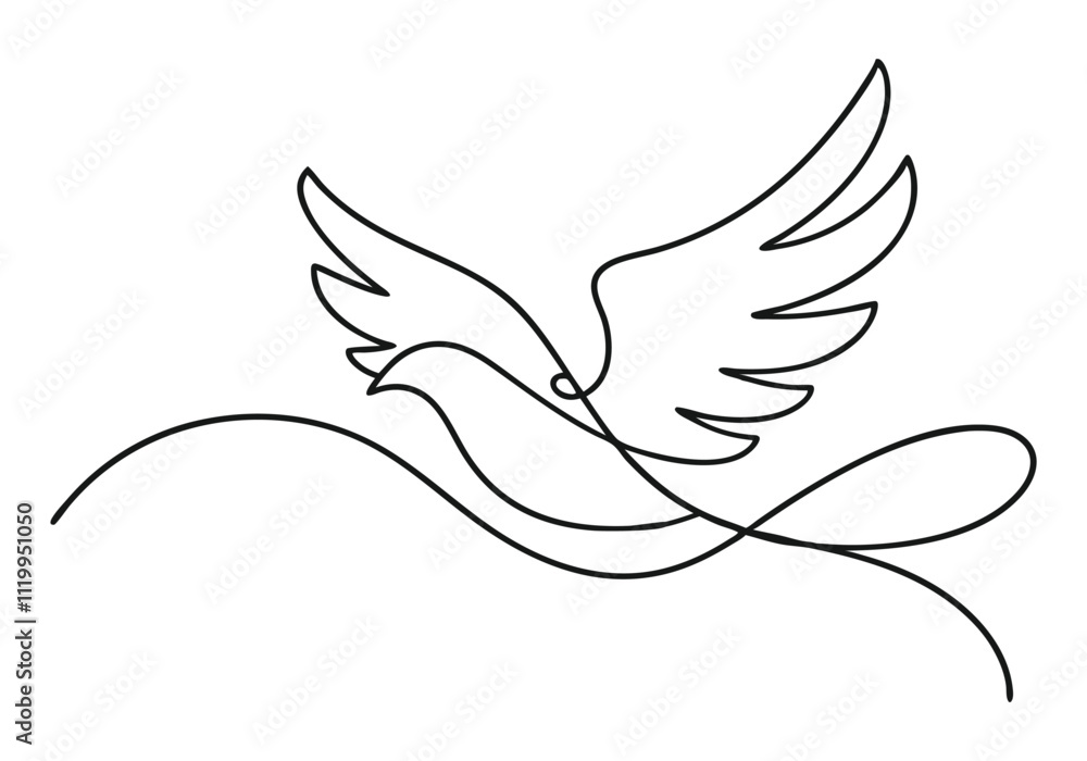 Continuous One-Line Drawing of a Bird in Flight - Minimalist Freedom Art Continuous One-Line Drawing of a Bird in Flight - Minimalist Freedom Art