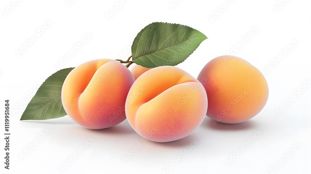 3D Apricot fruit icon on a white background 3D Apricot fruit icon on a white background