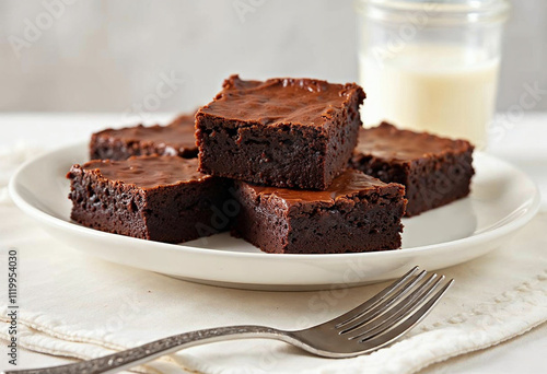 Brownie close up photo. National Chocolate Brownie Day. photo