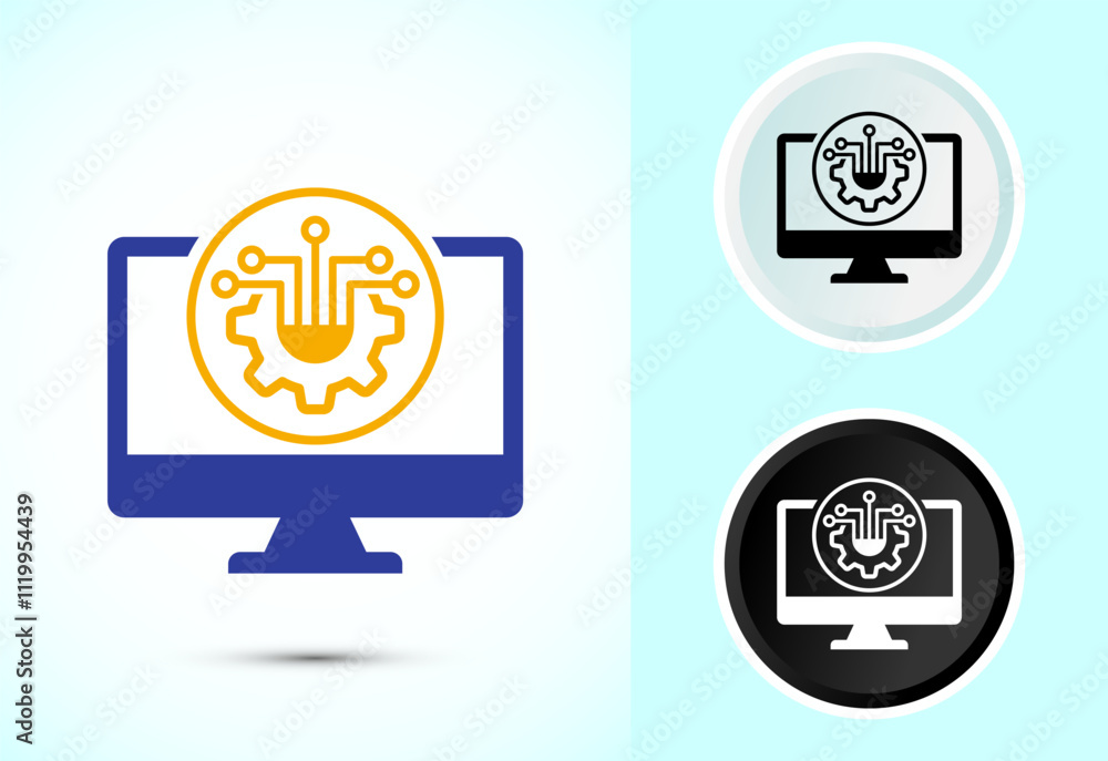Information technology icon design illustration. Digital tech icon Information technology icon design illustration. Digital tech icon