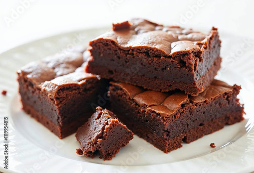Brownie close up photo. National Chocolate Brownie Day.