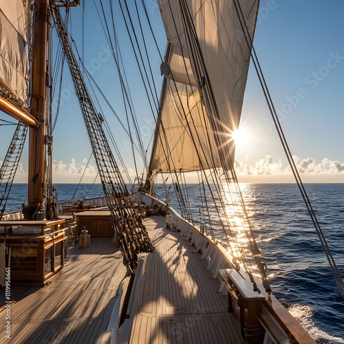 Yacht sail in the Atlantic ocean at sunny day cruise