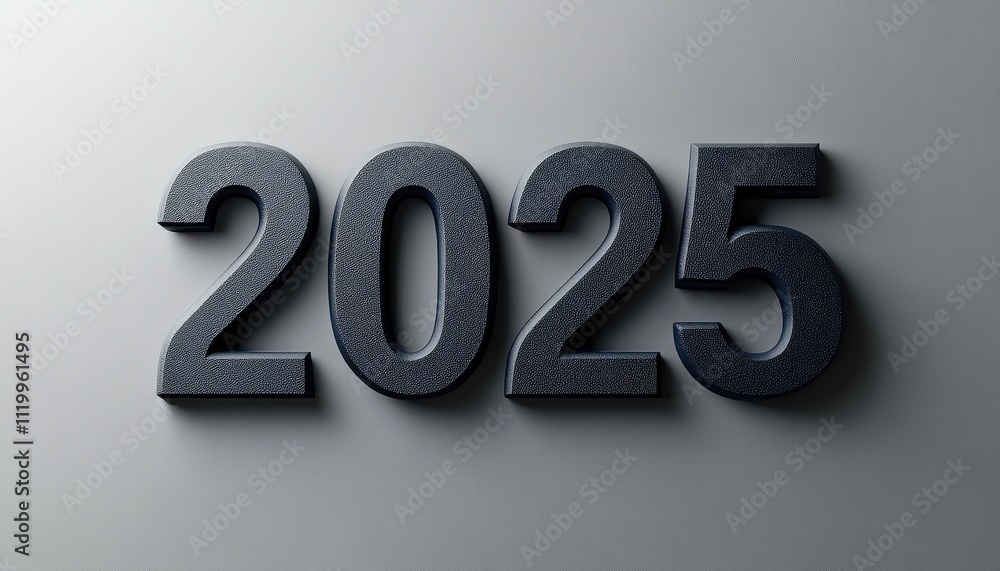 Dark textured numerals represent the year two thousand twenty five Dark textured numerals represent the year two thousand twenty five