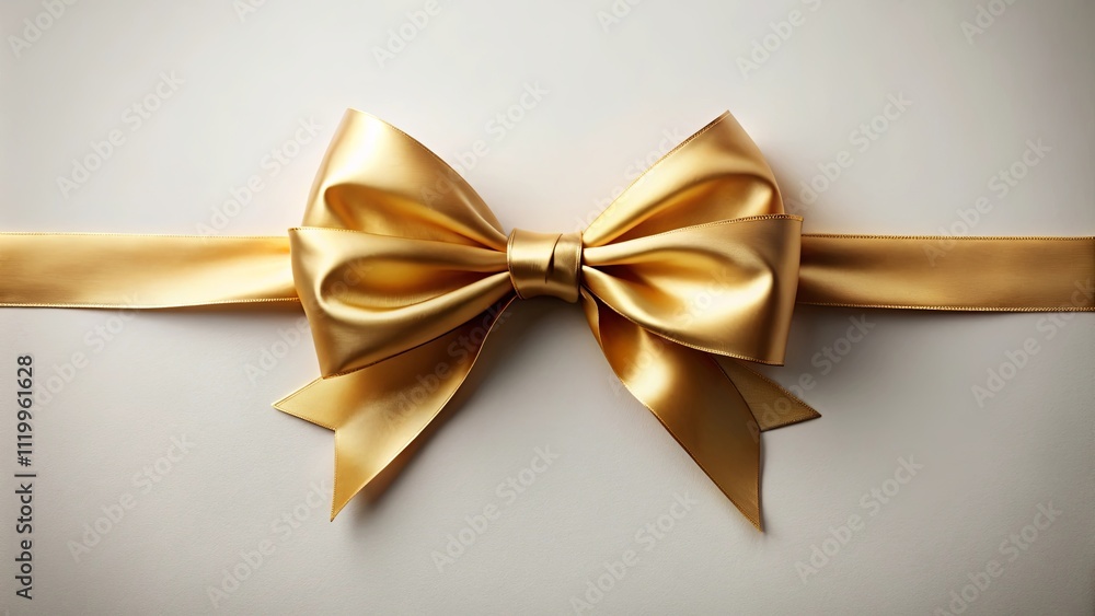 Fototapeta premium Elegant golden ribbon bow on a neutral background, perfect for celebratory designs and luxurious presentations