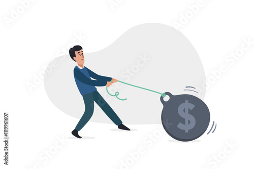 Debt and Mortgage Concept with Heavy Ball Illustration