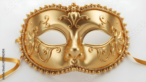 Luxury venetian mask on white background. Carnival masquerade fantasy mask. photo