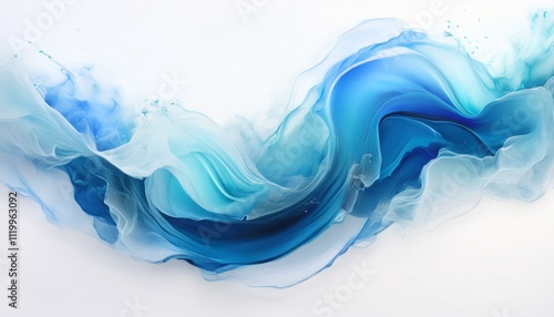 Abstrakcyjne białe tło z niebieską falą © Monika