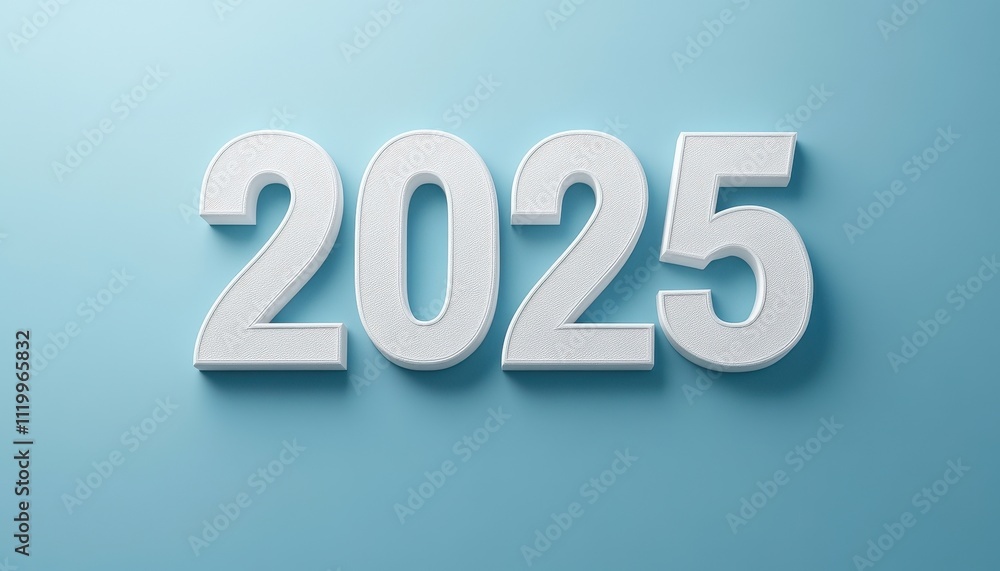 White 2025 Number on Light Blue Background White 2025 Number on Light Blue Background