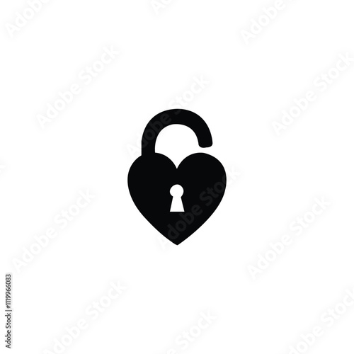 Locked heart shaped padlock icon.  Clip art sign or symbol for love, valentine's day.