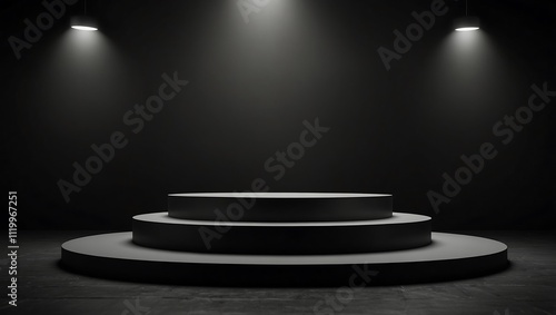 Dark Room Three Tiered Circular Platform Display