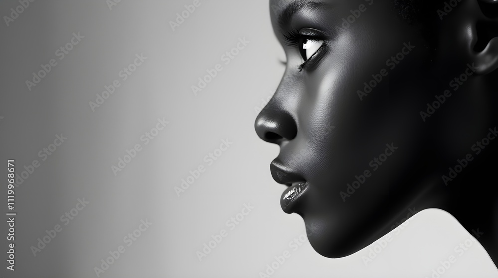 Female head silhouette woman profile beautiful makeup black and white colors bold illustration Female head silhouette woman profile beautiful makeup black and white colors bold illustration