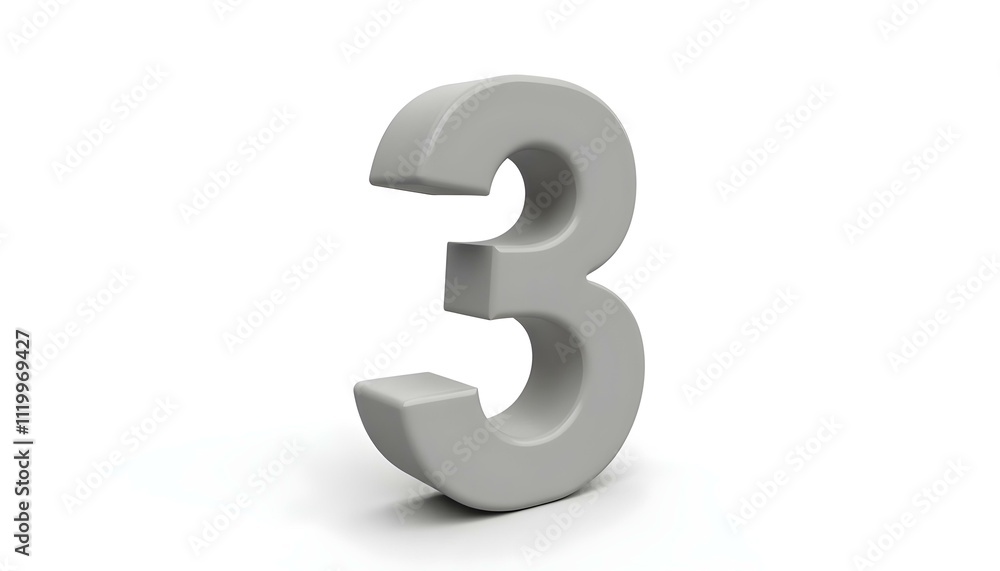 three-dimensional '3' number isolated on white background create with ai three-dimensional '3' number isolated on white background create with ai