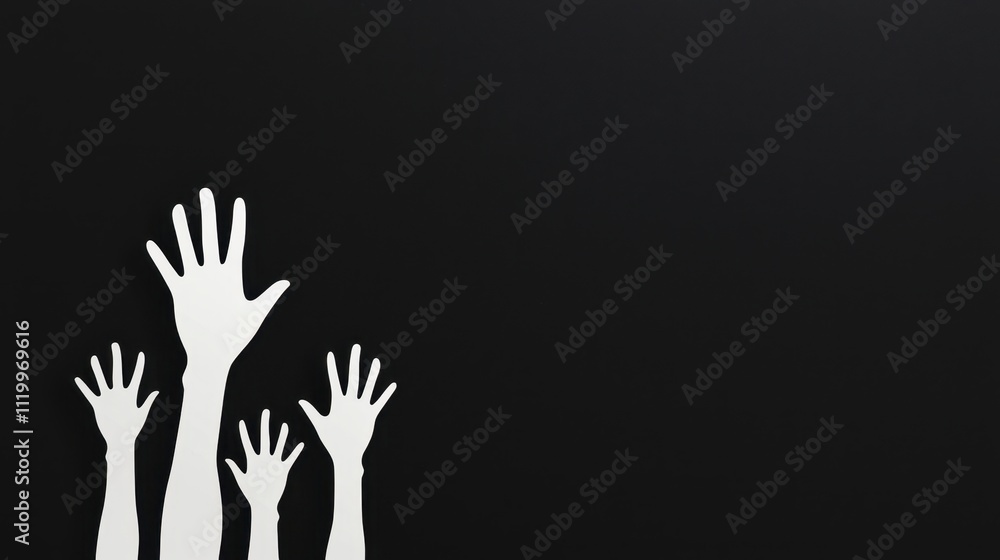 Obraz premium Reaching out for help with hands against a dark background highlighting support and connection