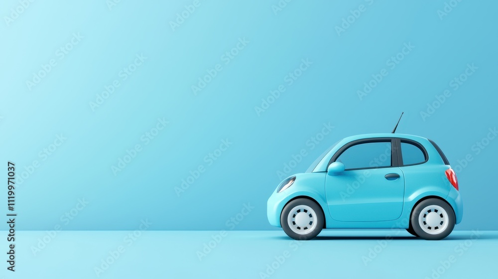 Whimsical cartoon car isolated in a bright blue environment with a playful design Whimsical cartoon car isolated in a bright blue environment with a playful design
