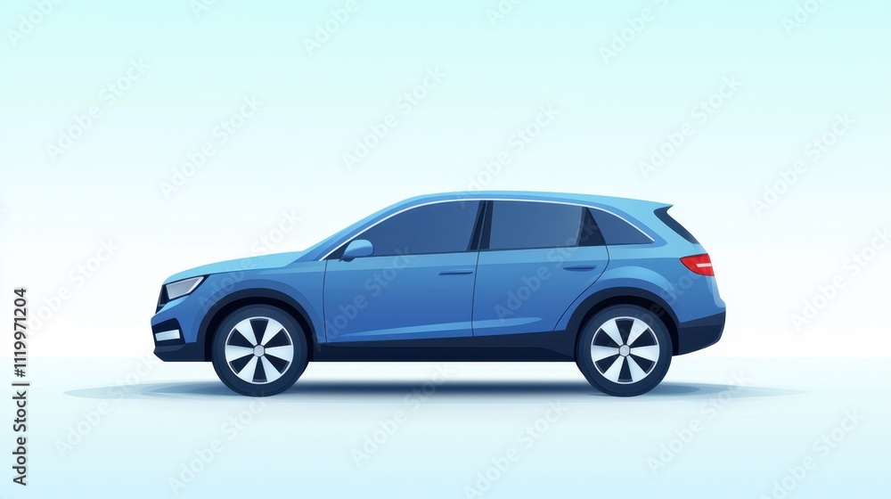 Whimsical cartoon car in a flat, colorful design without people or distractions Whimsical cartoon car in a flat, colorful design without people or distractions
