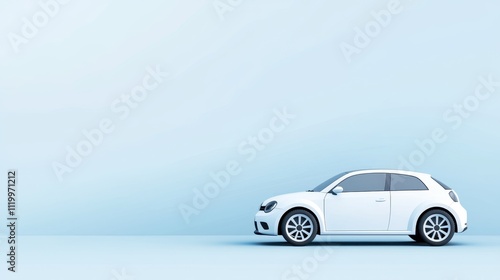 Whimsical cartoon car with a playful design against a simple blue background photo