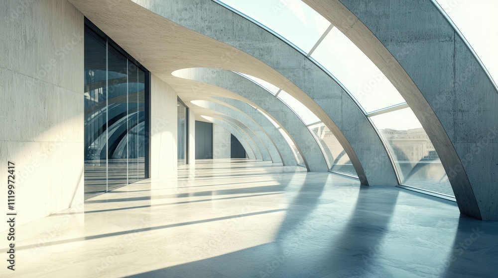 Modern architectural arch design in a contemporary building, showcasing sleek and stylish curves Modern architectural arch design in a contemporary building, showcasing sleek and stylish curves