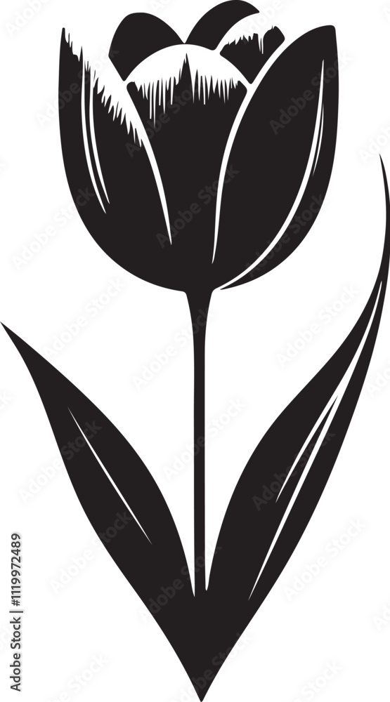 Obraz premium Tulip Silhouette Vector Illustration - Beautiful Floral Design Graphic