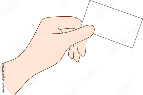 Illustration of a hand holding blank paper business card