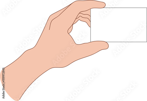 Illustration of a hand holding blank paper business card