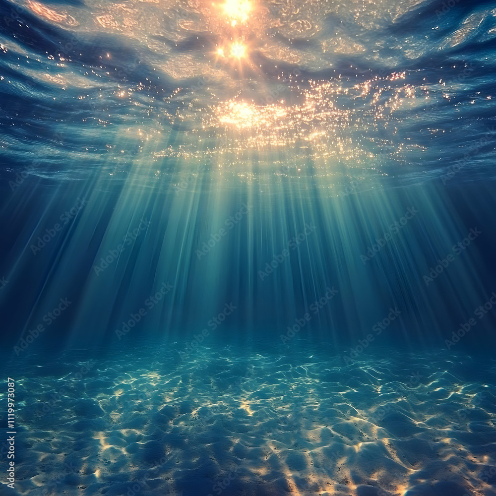 Obraz premium Underwater Sunlight Rays Background Illustration