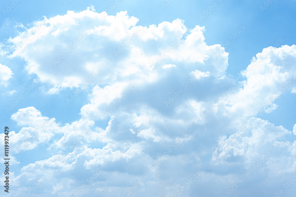 Bright Blue Sky with Fluffy White Clouds Summer Day Background Bright Blue Sky with Fluffy White Clouds Summer Day Background