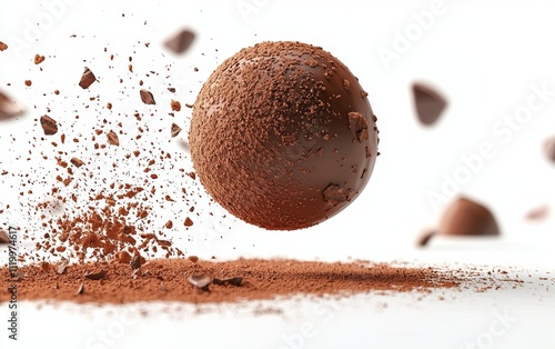 Floating Chocolate Ball with Cocoa Powder Explosion