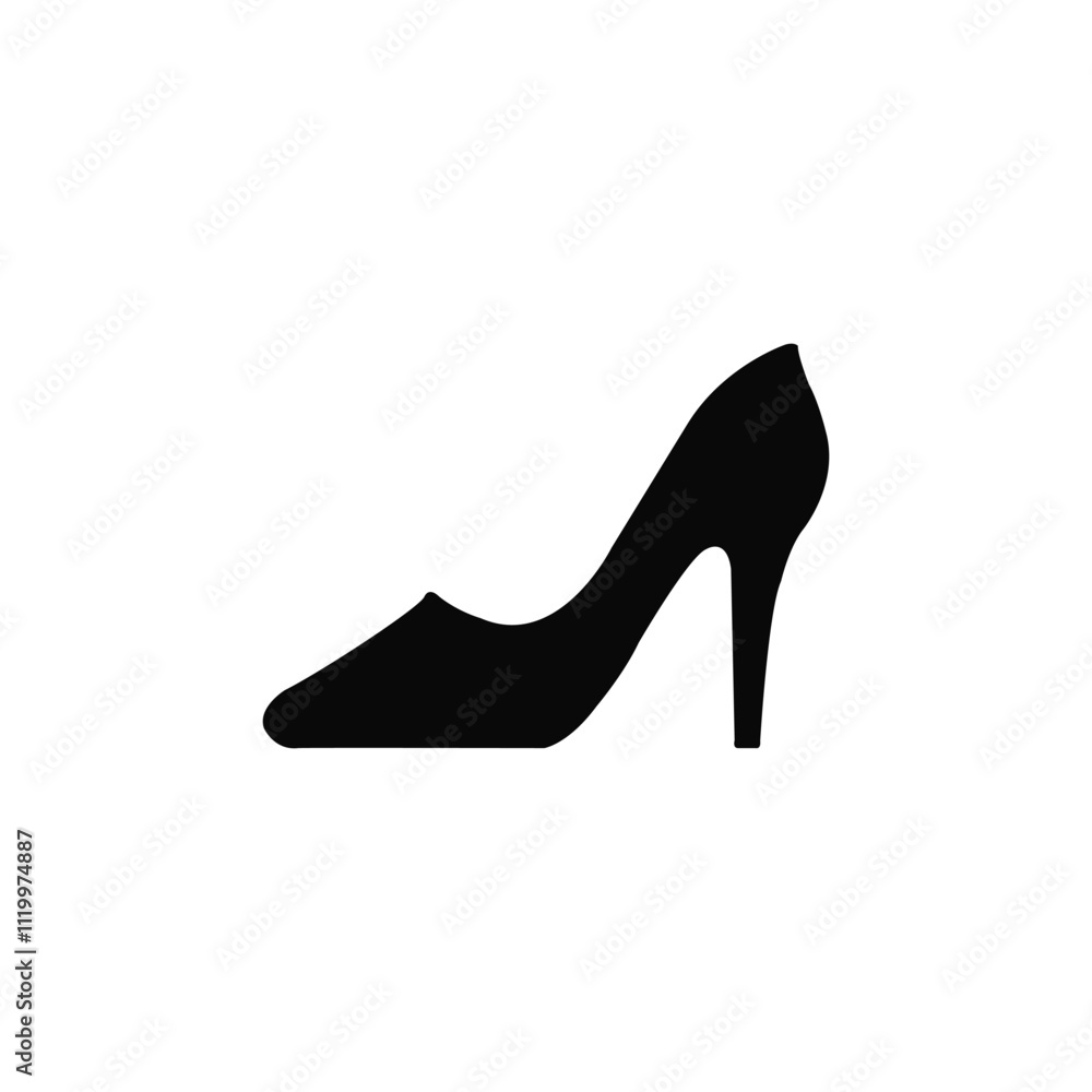Female high heels shoes vector icon. high heel shoe silhouette isolated on white background. Female high heels shoes vector icon. high heel shoe silhouette isolated on white background.