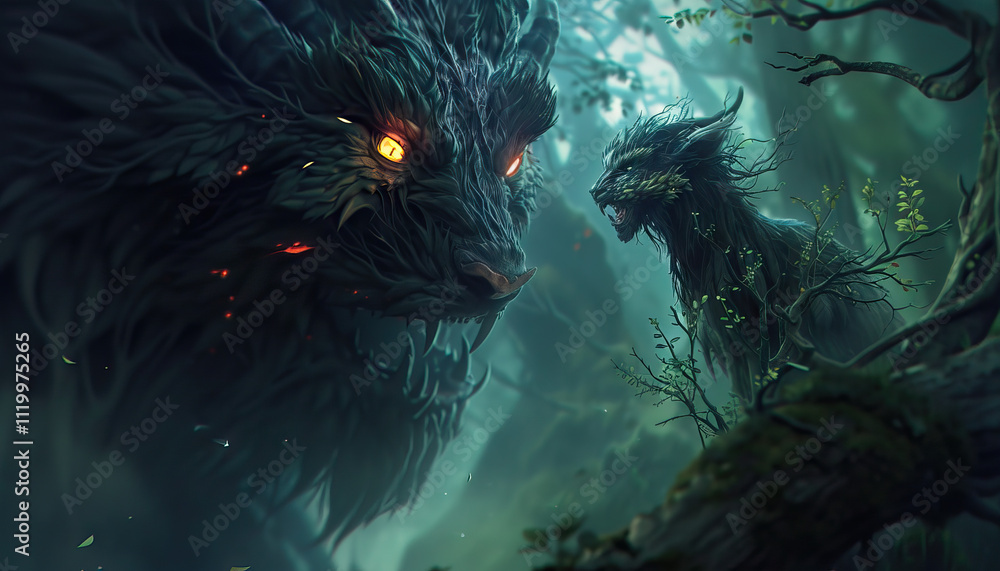 Magical creatures on a quest to restore balance to their enchanted forest, facing mythical beasts and dark sorcery Magical creatures on a quest to restore balance to their enchanted forest, facing mythical beasts and dark sorcery