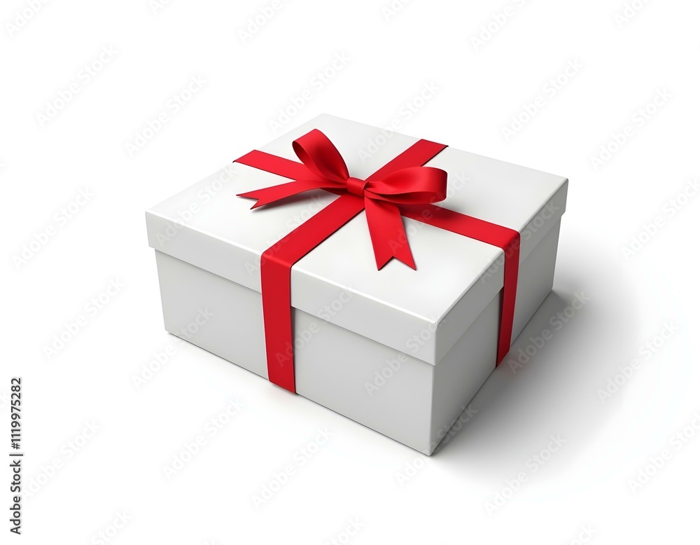 Obraz premium red gift box with ribbon