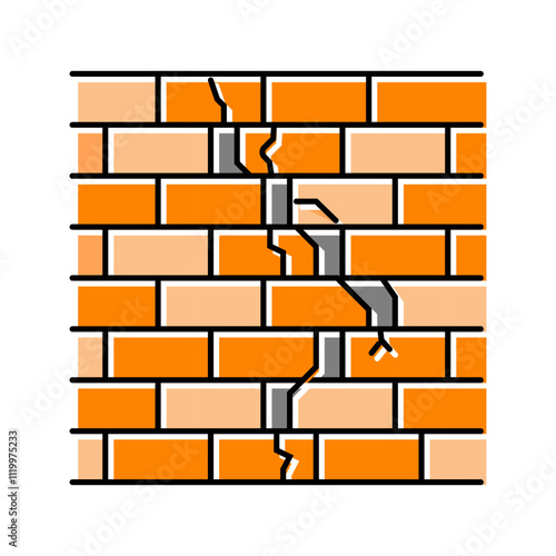 cracked wall fracture color icon vector. cracked wall fracture sign. isolated symbol illustration