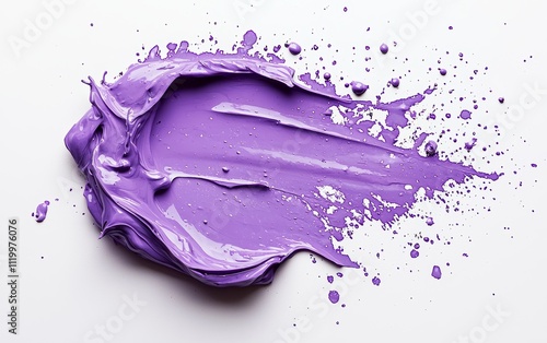 Vibrant Purple Paint Splash on White Background photo