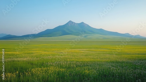 Serene Morning Light Over Organic Farm Fields