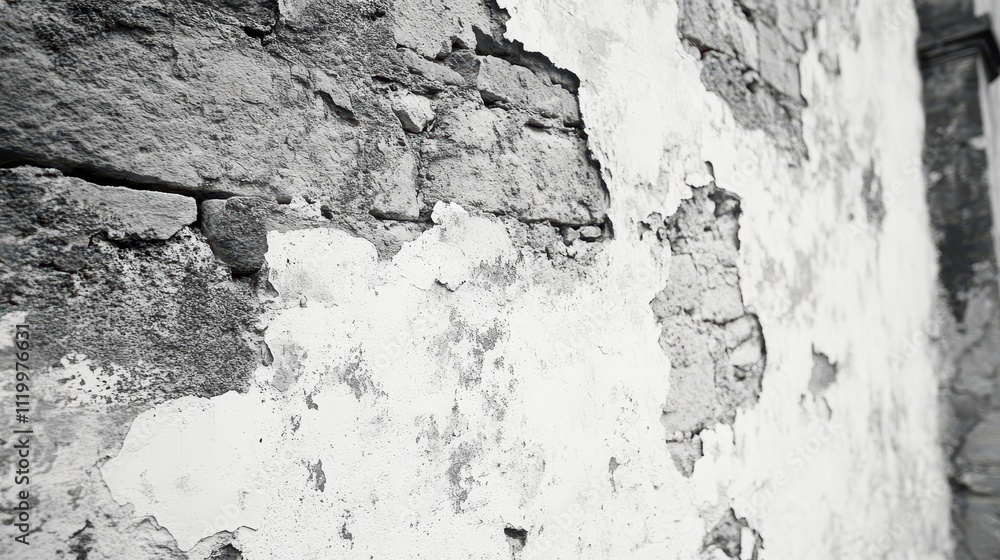 Obraz premium Textured White Stone Wall with Copy Space