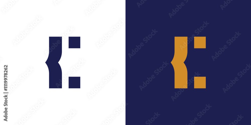 Fototapeta premium Abstract Minimalist C Logo Design with Bracket Shape in Blue and Gold Background