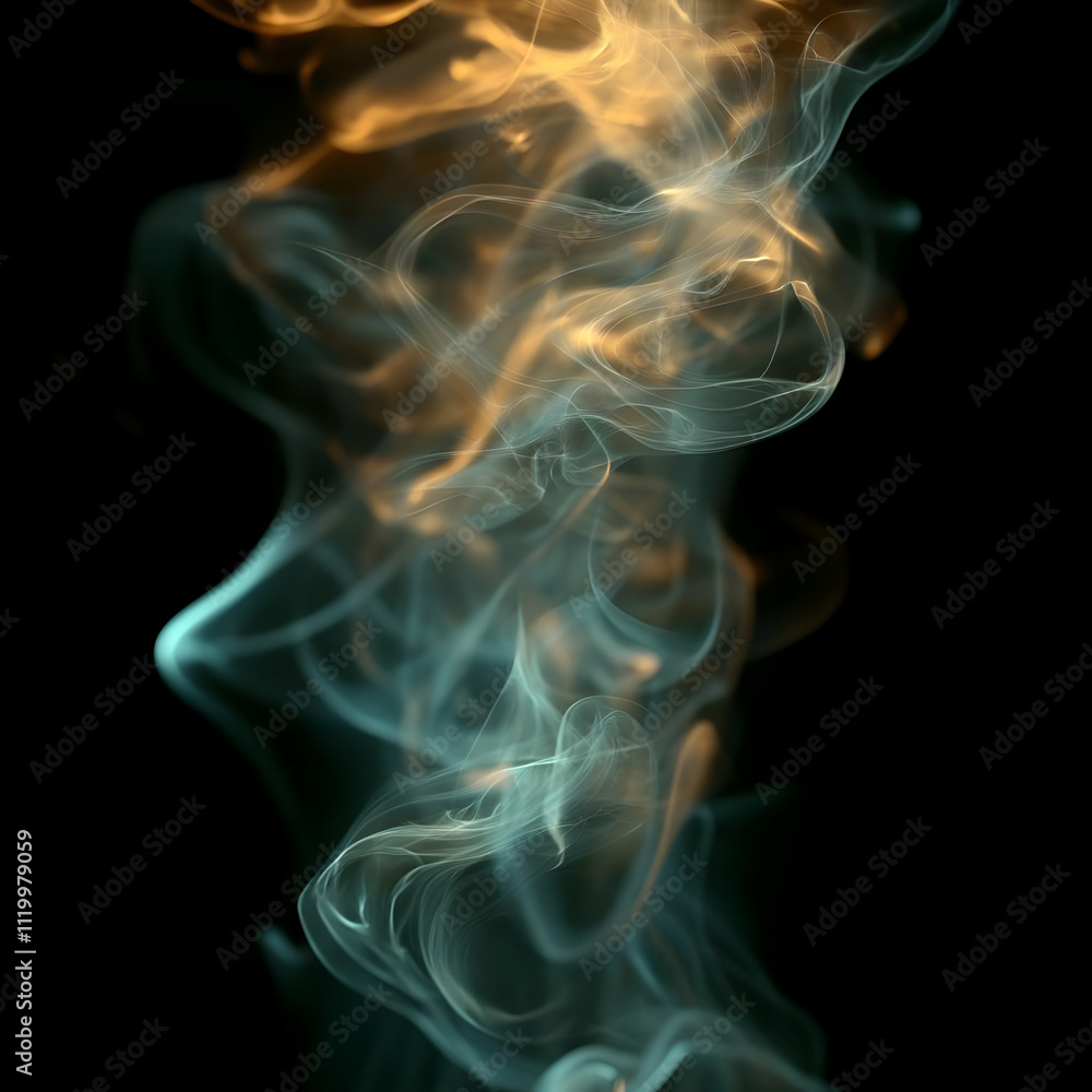 Abstract Smoke Image Teal Gold Swirls Abstract Smoke Image Teal Gold Swirls