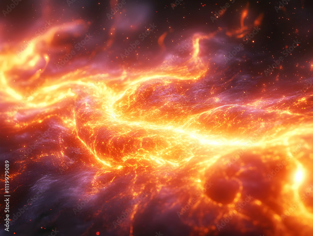Naklejka premium Fiery Lava Flow 3D Abstract Background