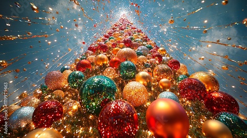 Vibrant Christmas Tree with Glittering Ornaments