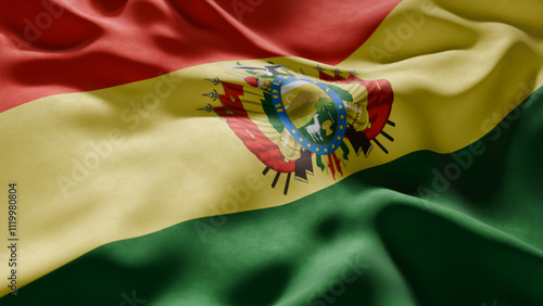 Close-up of Waving Bolivia flag