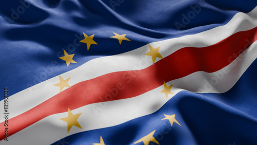 Close-up of Waving Cape Verde flag