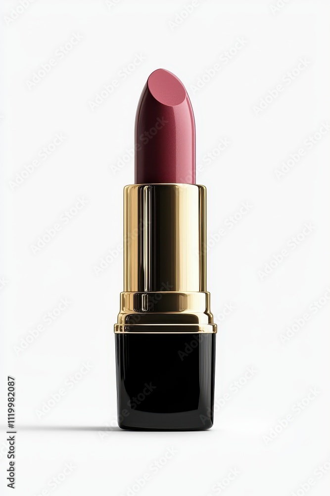 Red Lipstick in Gold and Black Case on Minimalist White Background Showcasing Elegance and Luxury in Beauty Red Lipstick in Gold and Black Case on Minimalist White Background Showcasing Elegance and Luxury in Beauty