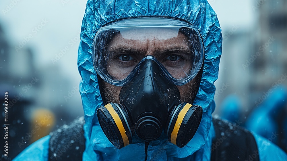 Man in Arctic Blizzard Wearing Protective Gear Man in Arctic Blizzard Wearing Protective Gear