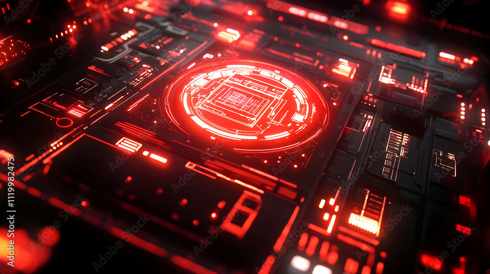 Obraz premium Red 3D Tech Abstract Background